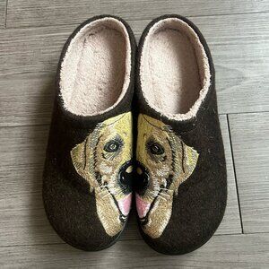 L.L.Bean Daybreak Dog Motif Slippers Women’s Wool Labrador Retriever Size W10